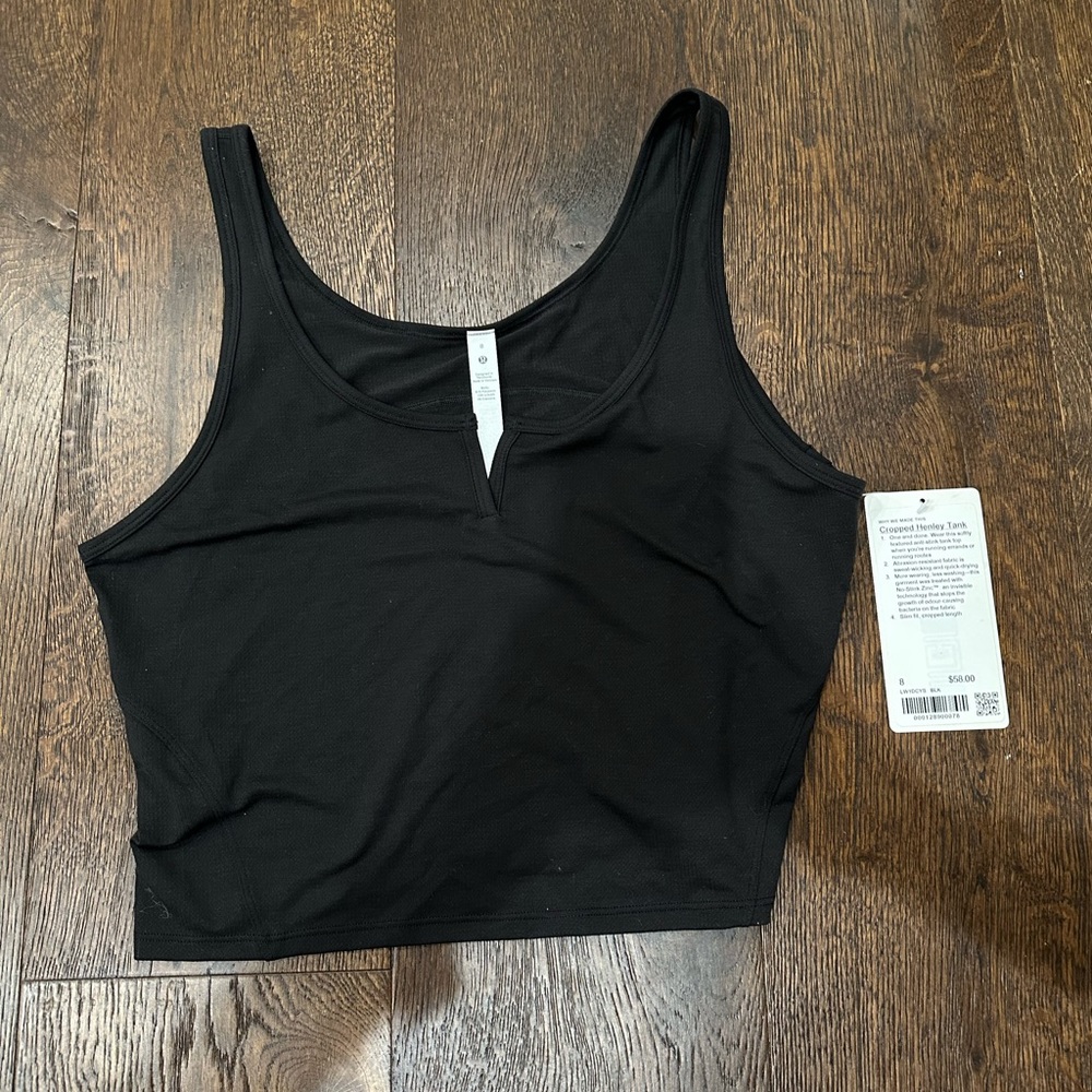 BRAND NEW LULULEMON BLACK HENLEY TANK — RARE!!!!